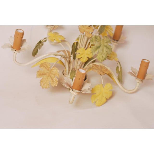 1970s Vintage Floral Tin Chandelier, 1970 For Sale - Image 5 of 10