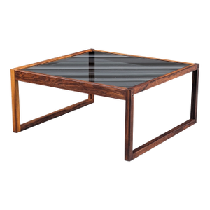 Danish Rosewood Coffee Table | C. 1960s | Smoked Glass Top