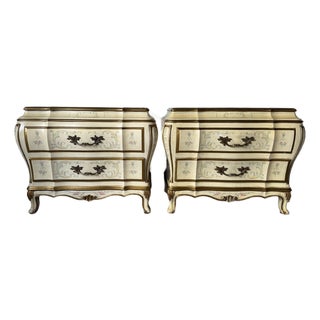 Vintage Karges French Provincial Louis XV-Style Two-Drawer Nightstands – A Pair For Sale
