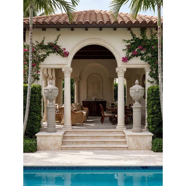 Pair of Neo-Classical Style Cast Stone Garden Urns and Pedestals For Sale - Image 12 of 12