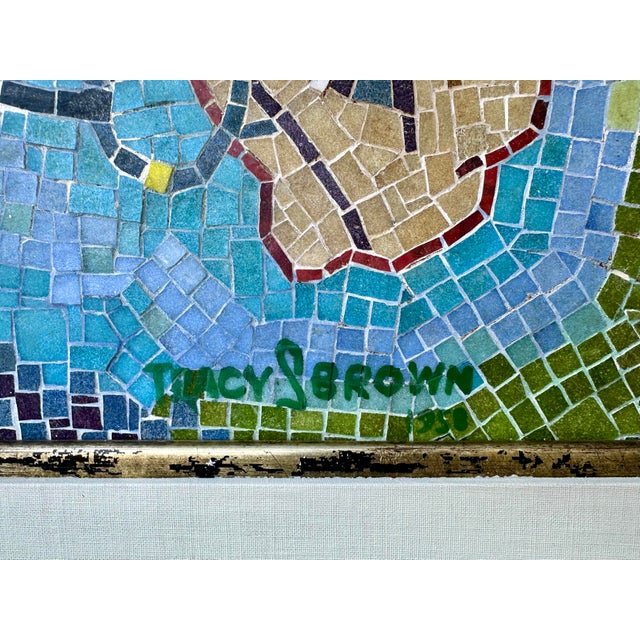 Rare Tracy S Brown 1958 Mid Century Mosaic Ceramic Tile Horses Wall Art Panel Framed For Sale - Image 11 of 12