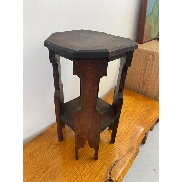 primitive Design Aligns with the Curved Shape of the Top. Unique Shape to the Legs. Vintage Condition Consistent with Age...