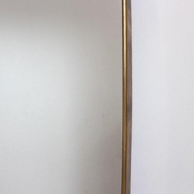 Vintage Italian Wall Mirror with Brass Frame in the style of Gio Ponti, 1960s For Sale - Image 6 of 10