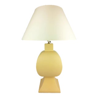 Large Pastel Yellow Ceramic & Earthenware Table Lamp from Faïencerie Charolles, 1980s For Sale