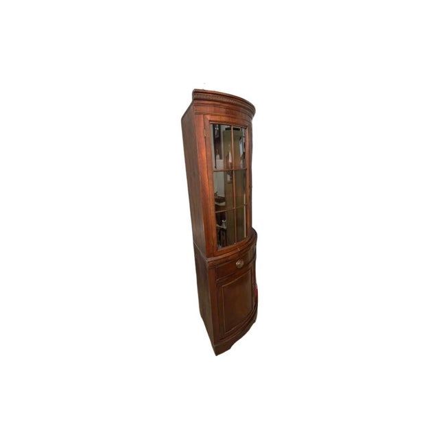 Traditional Vintage Circa 1950's Georgian Style Mahogany Corner China Cabinet For Sale - Image 3 of 15
