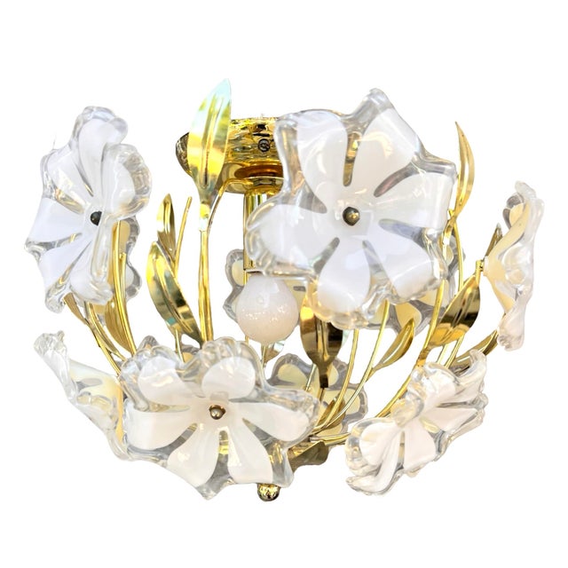 Hollywood Regency Floral Ceiling Lamp, Italy, 1980s For Sale - Image 16 of 17
