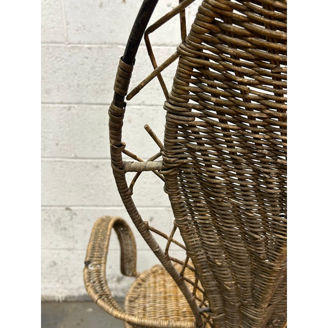 1960s Vintage Attributed Danny Ho Fong & Miller Fong for Tropi-Cal Mid-Century Modern High-Back Wicker Accent Chair For Sale - Image 5 of 9