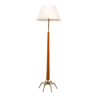Floor Lamp in Bronze and Wood For Sale