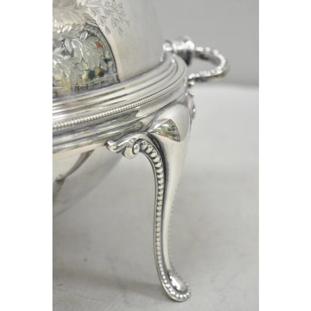 Antique Elkington & Co English Silver Plated Chafing Dish Revolving Dome Warmer For Sale - Image 17 of 18