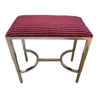 Late 20th Century Chrome Bench With Osborne & Little Velvet Cushion For Sale