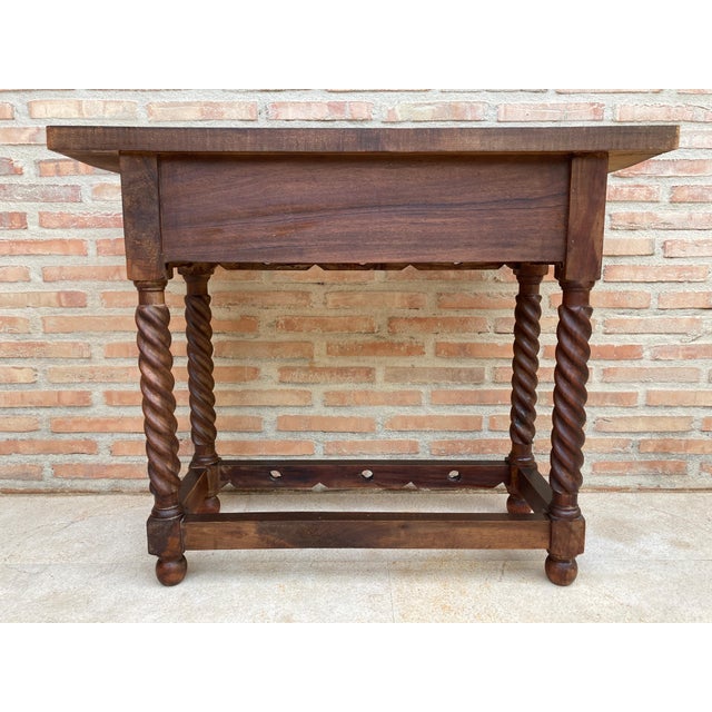 20th Century Catalan Spanish Carved Wood Console Table For Sale - Image 11 of 11
