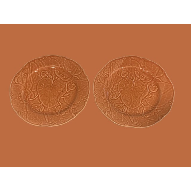 Rustic Bordallo Pinheiro Pink Plates, a Set of 2 For Sale - Image 3 of 8