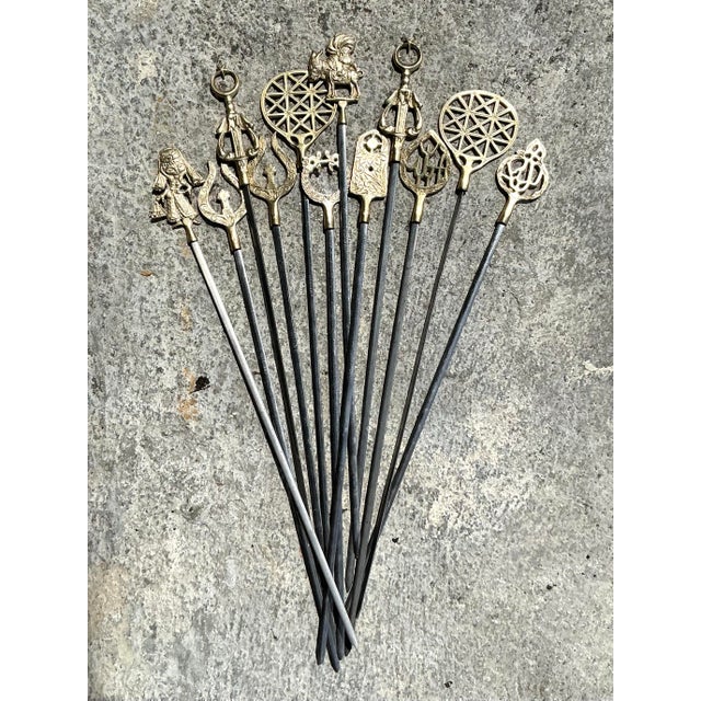 Metal Vintage Boho Brass Icon Skewers - Set of 12 For Sale - Image 7 of 11