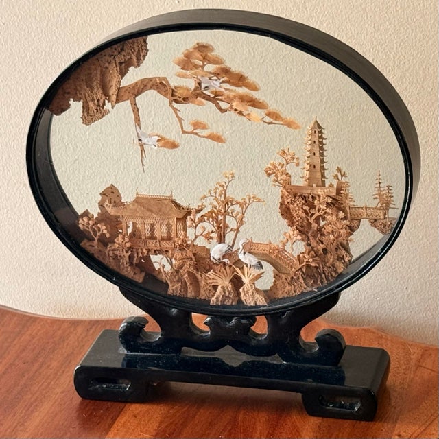 Chinese Large Midcentury Chinese Cork Carving Diorama For Sale - Image 3 of 8