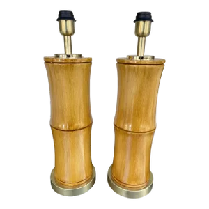 Bamboo and Brass Lamps, Italy EU Wired - a Pair