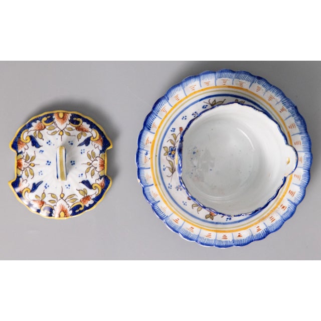 Antique French Faience Desvres Lidded Butter Bowl Dish For Sale In Houston - Image 6 of 8