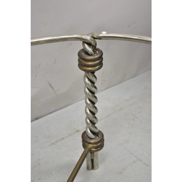 Metal Vintage Italian Neoclassical Style Steel Bronze Twisted Metal Oval Coffee Table For Sale - Image 7 of 9