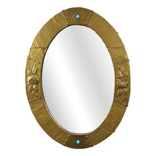 Arts & Crafts Copper Oval Mirror, 1890s For Sale