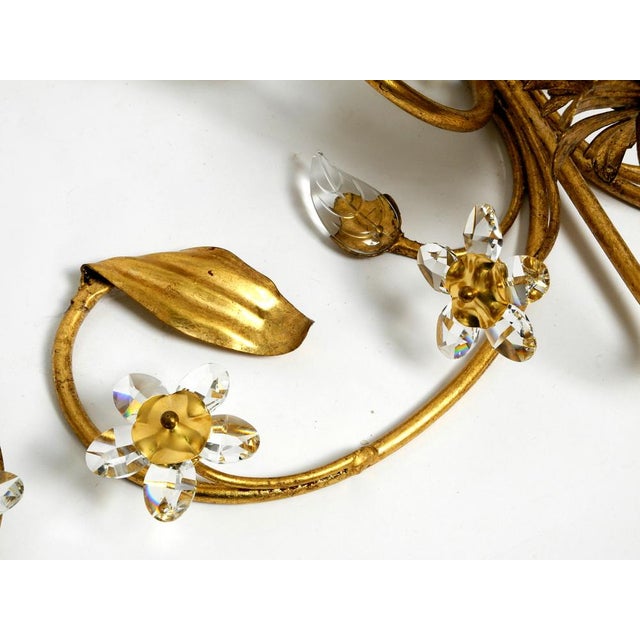 Gold Italian Gold Plated Floral Regency Murano Glass Sconces, 1980s, Set of 2 For Sale - Image 8 of 18