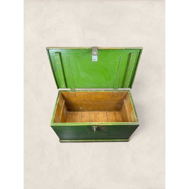 1900 - 1909 Antique English Green Painted Pine Blanket Chest C 1905 For Sale - Image 5 of 11