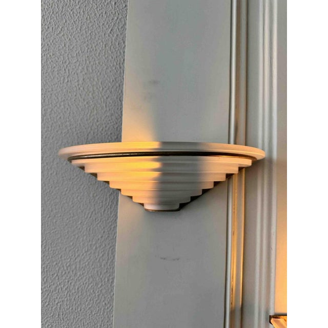 Art Deco Sconces in Brass and Frosted Glass, Portugal, 1940s, Set of 2 For Sale - Image 15 of 16