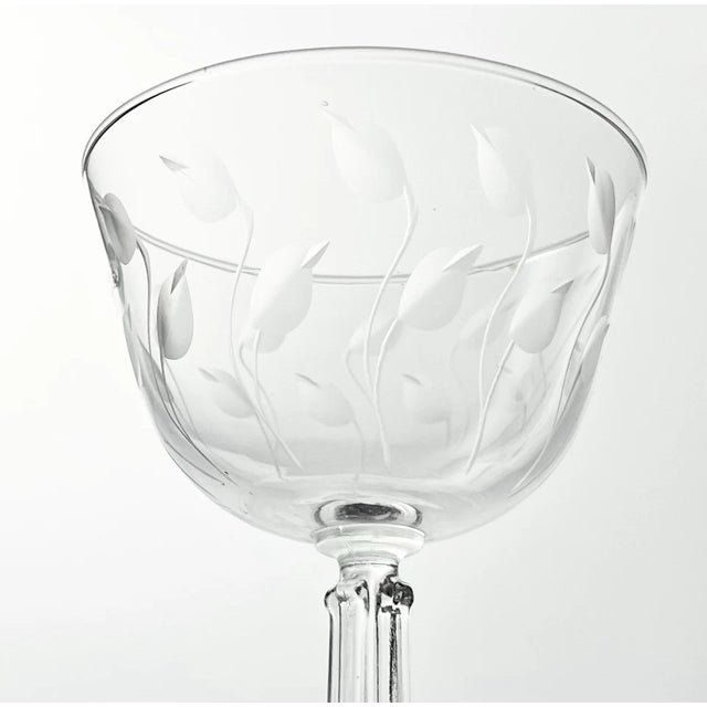 1950s 1950s Libbey “Crystal Leaf” Set of 7 Coupe Champagne Glasses For Sale - Image 5 of 5