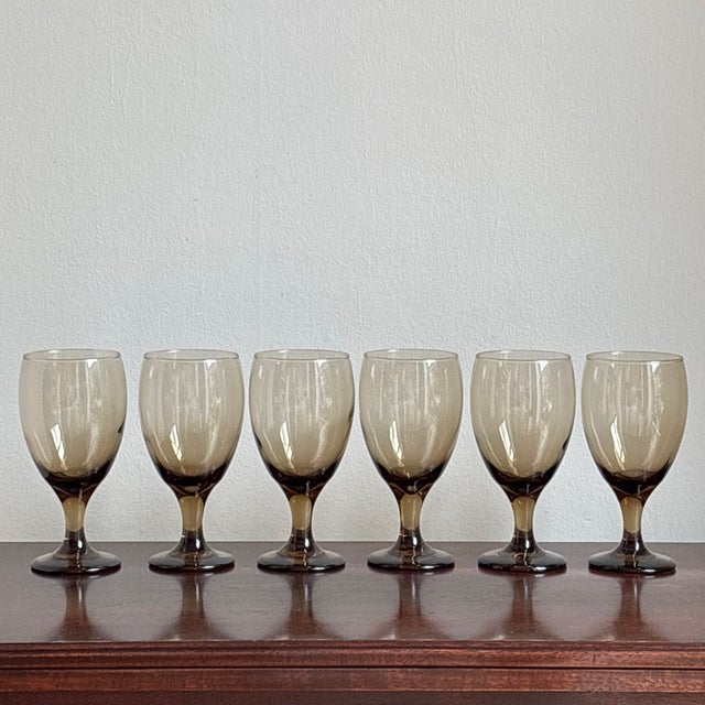 Mid-20th Century Libbey Mocha Glass Goblets — Set of 6 For Sale - Image 9 of 10