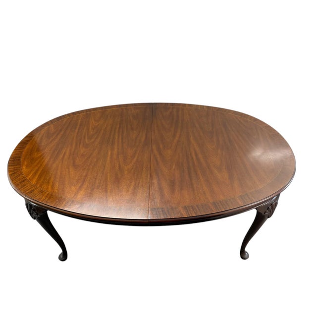 Late 20th Century Late 20th Century Kindel Councill Banded Oval Dining Table With 2 Leaves For Sale - Image 5 of 12