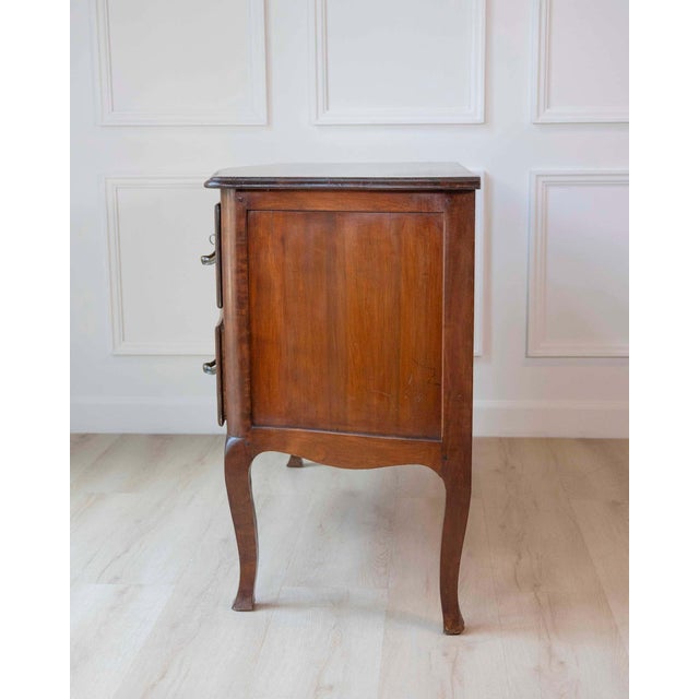 Wood On Hold - Antique Louis XV Style Curved Walnut Commode For Sale - Image 7 of 10