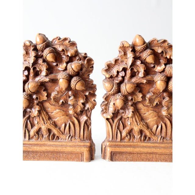 Vintage Syroco Style Acorn Bookends Pair For Sale - Image 9 of 10