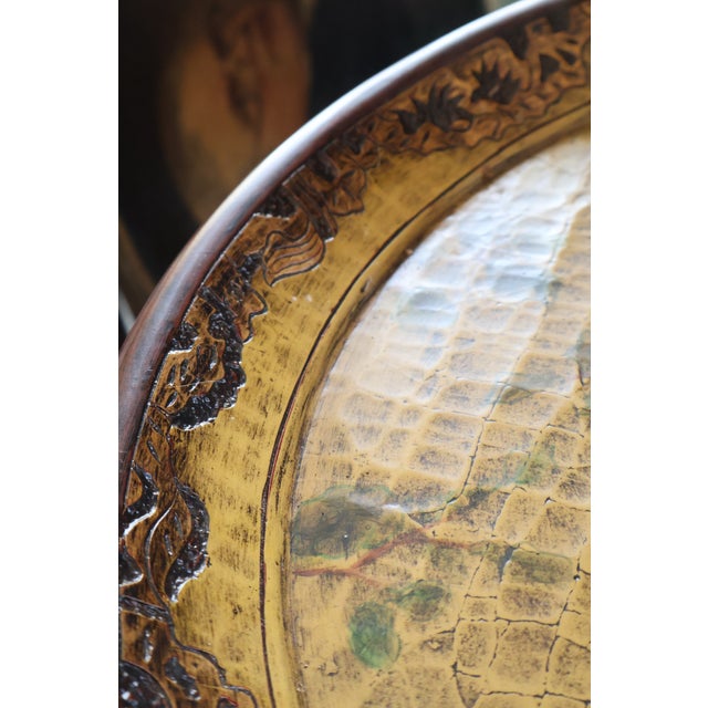 Wood Vintage John-Richard Chinoiserie Golden Pheasant Faux-Bamboo Tray Table For Sale - Image 7 of 18