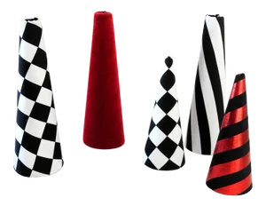 Minimalist Memphis Style Conical Christmas Trees - Set of 5