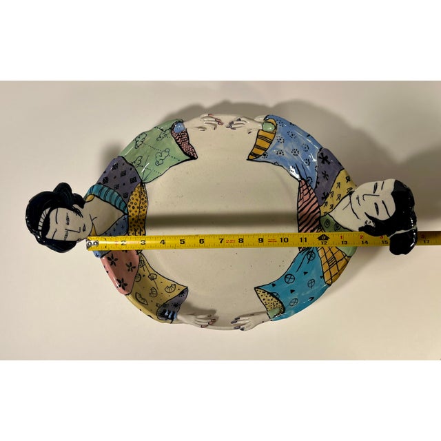 Set of 3 Vintage 1979-80 Flyn Studio Art Pottery Japan Inspired Plates, Signed For Sale - Image 13 of 18