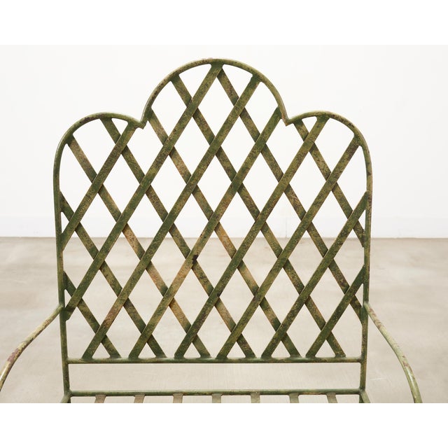 Set of Four Rose Tarlow Style Iron Lattice Garden Chairs For Sale - Image 12 of 18