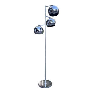 Vintage Mid Century Modern Chrome Three Ball Adjustable Floor, Koch & Lowy Style For Sale