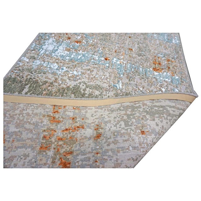 21st Century Indian Modern Wool & Silk 3x9 Grey, Rust, & Slate Runner Rug #1144152 For Sale - Image 10 of 11