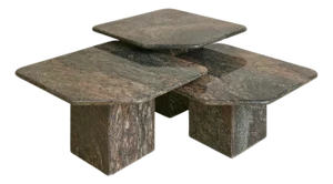Trio of Italian Gray + Mauve Marble Nesting Tables, 1970s