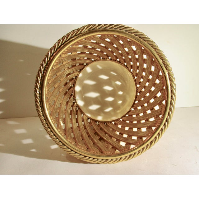 Italian Mid Century Gilt Porcelain Woven Basket For Sale In New York - Image 6 of 7