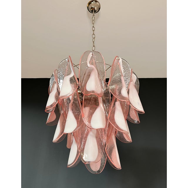 Italian Vintage Pink Murano Glass Lattimo Rondini Chandelier, 1990s For Sale - Image 13 of 17