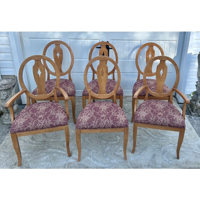 Vtg. Set of Six Ethan Allen Shield Back Transitional Style Dining Chairs For Sale - Image 9 of 17