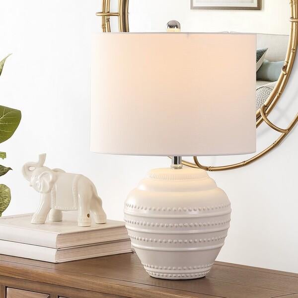 Safavieh Safavieh Lenon Ceramic Table Lamp - White For Sale - Image 4 of 7