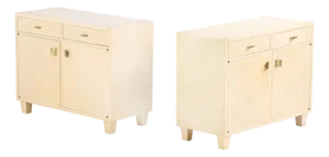 Pair of Mid-Century Parchment-Covered Cabinets, C. 1960.