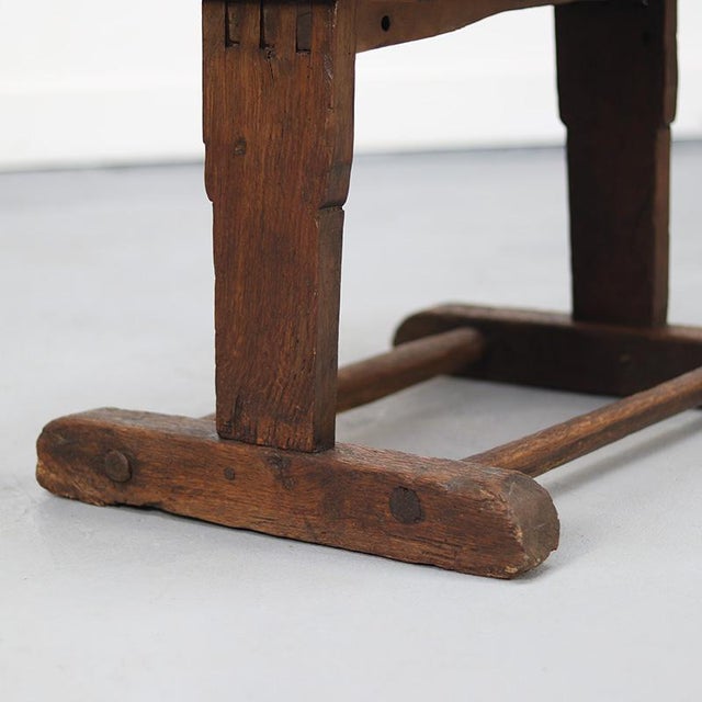 Wood Rustic Farmhouse Wabi Sabi Primitive Side Table from Oak For Sale - Image 7 of 10