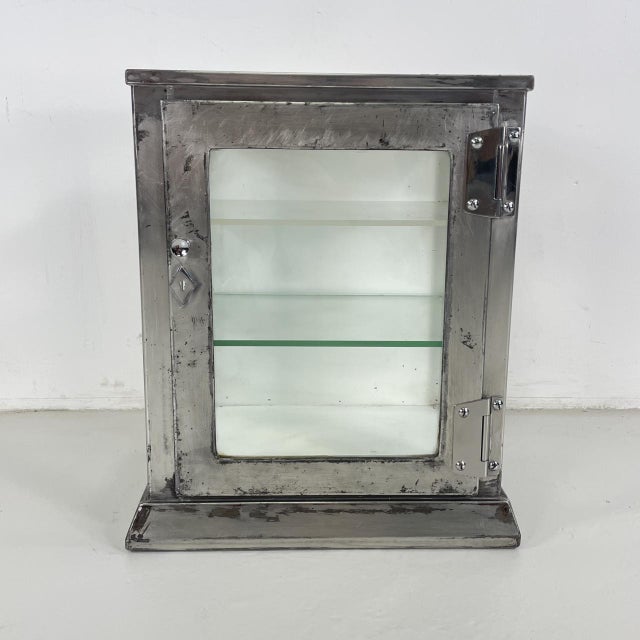Vintage Industrial Metal Display Cabinet For Sale - Image 4 of 9