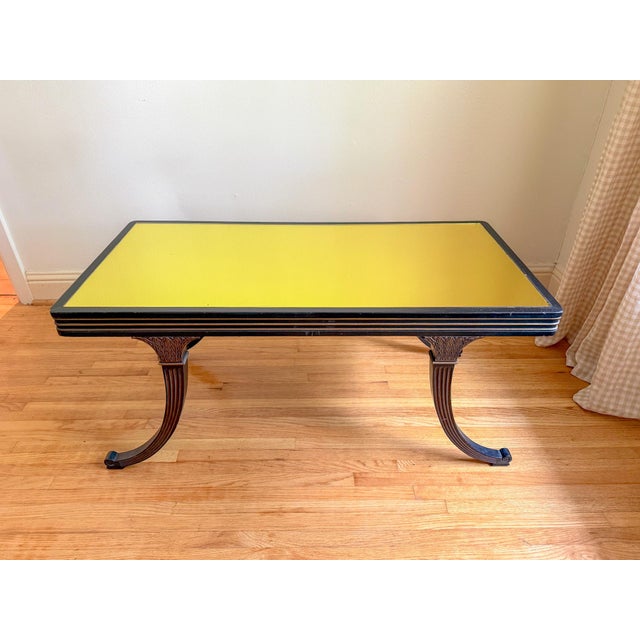 Early 1900s Citron Gold Mirror Top and Ebony Walnut Empire Coffee Table For Sale - Image 17 of 17