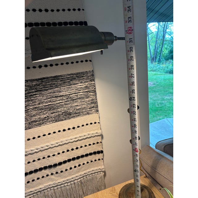 Vintage Adjustable Brass Pharmacy Floor Lamp With Patinated Finish For Sale In Madison - Image 6 of 12