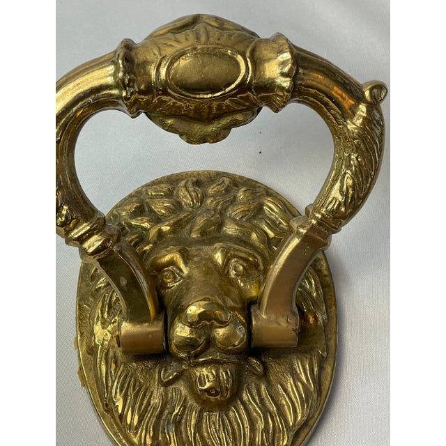 1970s 1970s Solid Brass Lion Head Door Pull For Sale - Image 5 of 8