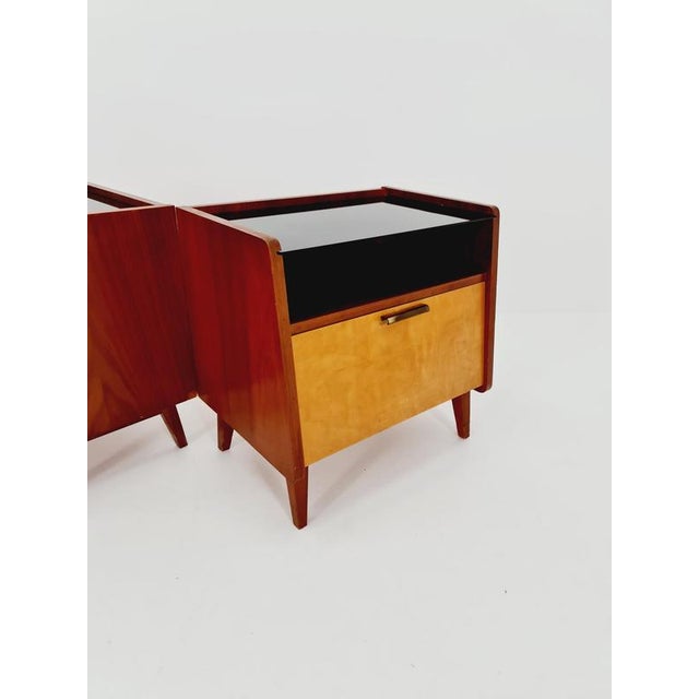 Mid-Century German Nightstands / Bedside Tables with Glass Tops from Wk Möbel, 1960s, Set of 2 For Sale - Image 9 of 11