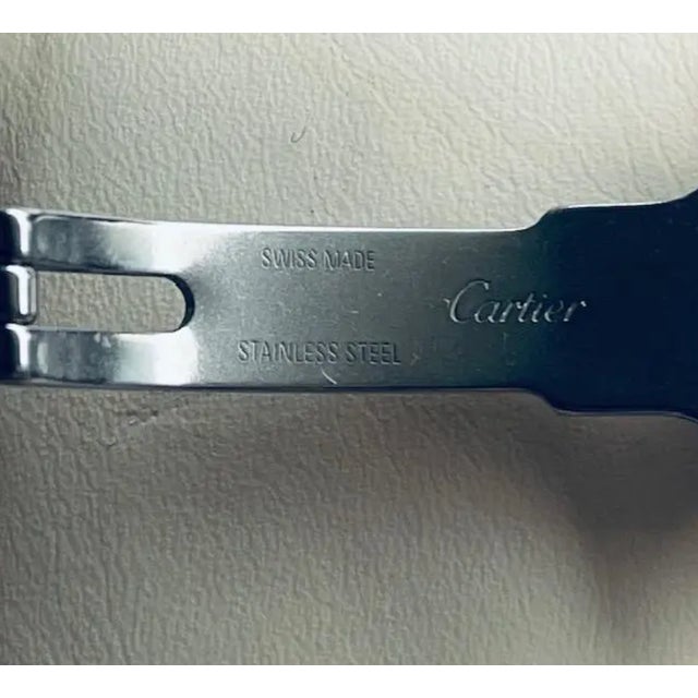 2000 - 2009 Vintage Collector-Grade Cartier 21 Must De Cartier Autoscaph Stainless Steel Watch W. Sapphire Cabochon, Unisex, Full Set/Orig. Box/Paper For Sale - Image 5 of 7