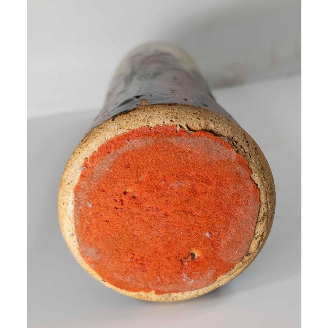 Mid-Century Modern Studio Art Pottery Vase in Japanese Style, Signed Illegibly For Sale - Image 10 of 12